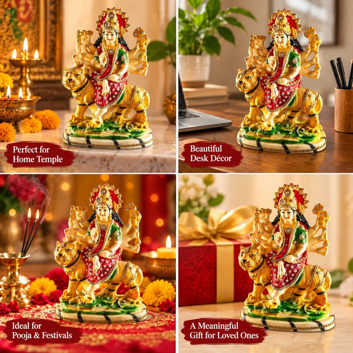 Decorative Maa Durga Shakti Murti with Lion – 23 cm