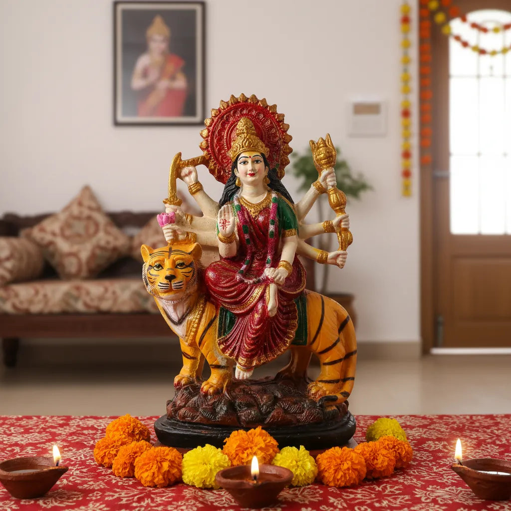 Divine Maa Durga Murti with Tiger – 40 cm | Traditional Decorative Idol for Home Temple & Décor