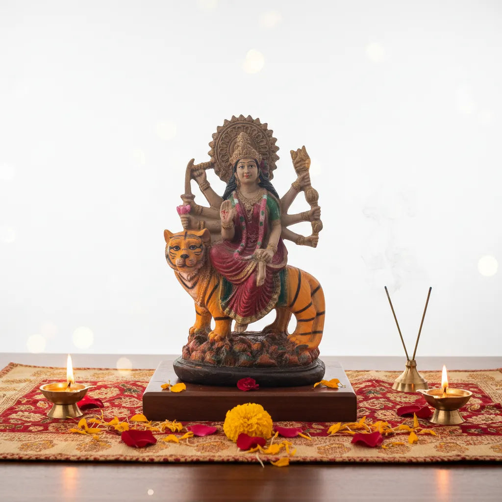 Divine Maa Durga Murti with Tiger – 40 cm | Traditional Decorative Idol for Home Temple & Décor
