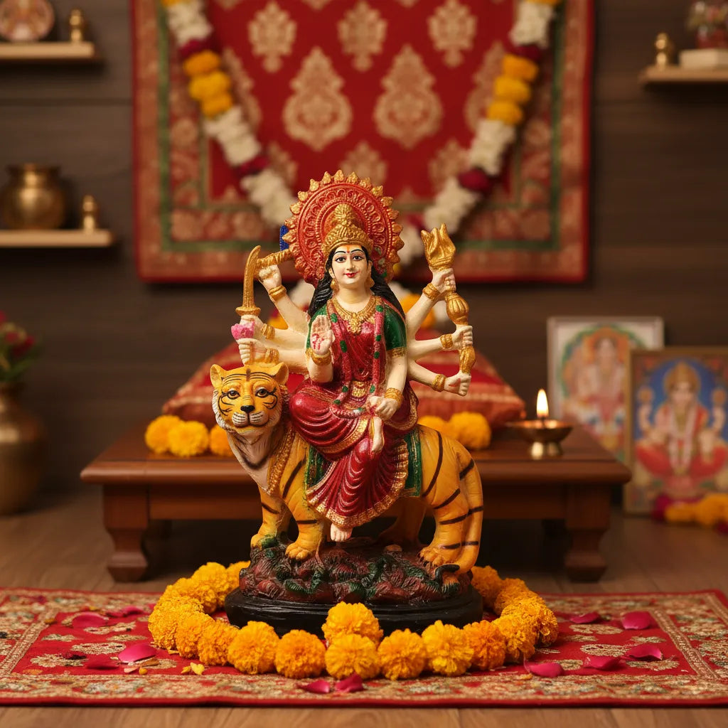 Divine Maa Durga Murti with Tiger – 40 cm | Traditional Decorative Idol for Home Temple & Décor