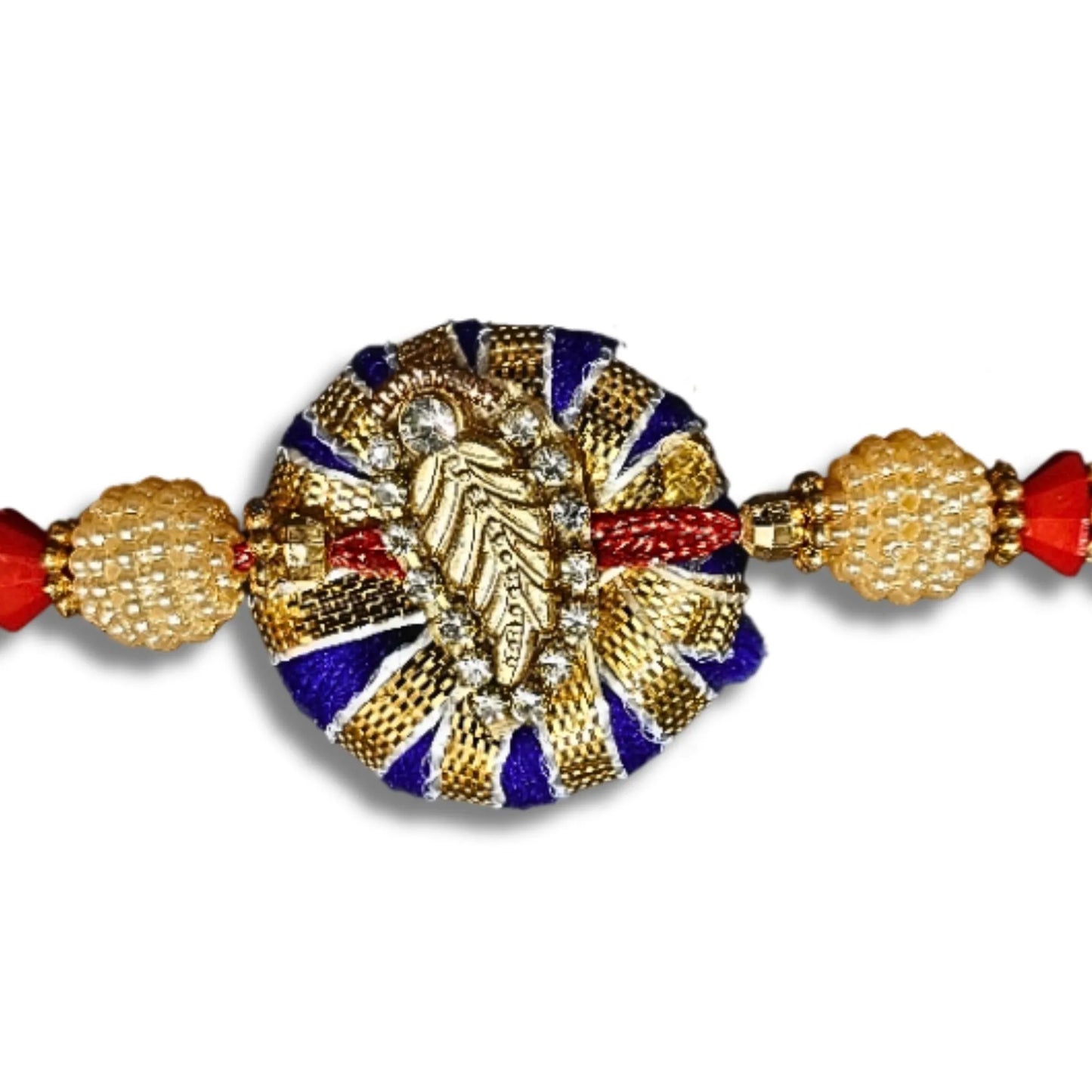 Elegant Blue & Gold Peacock Rakhi for Brother