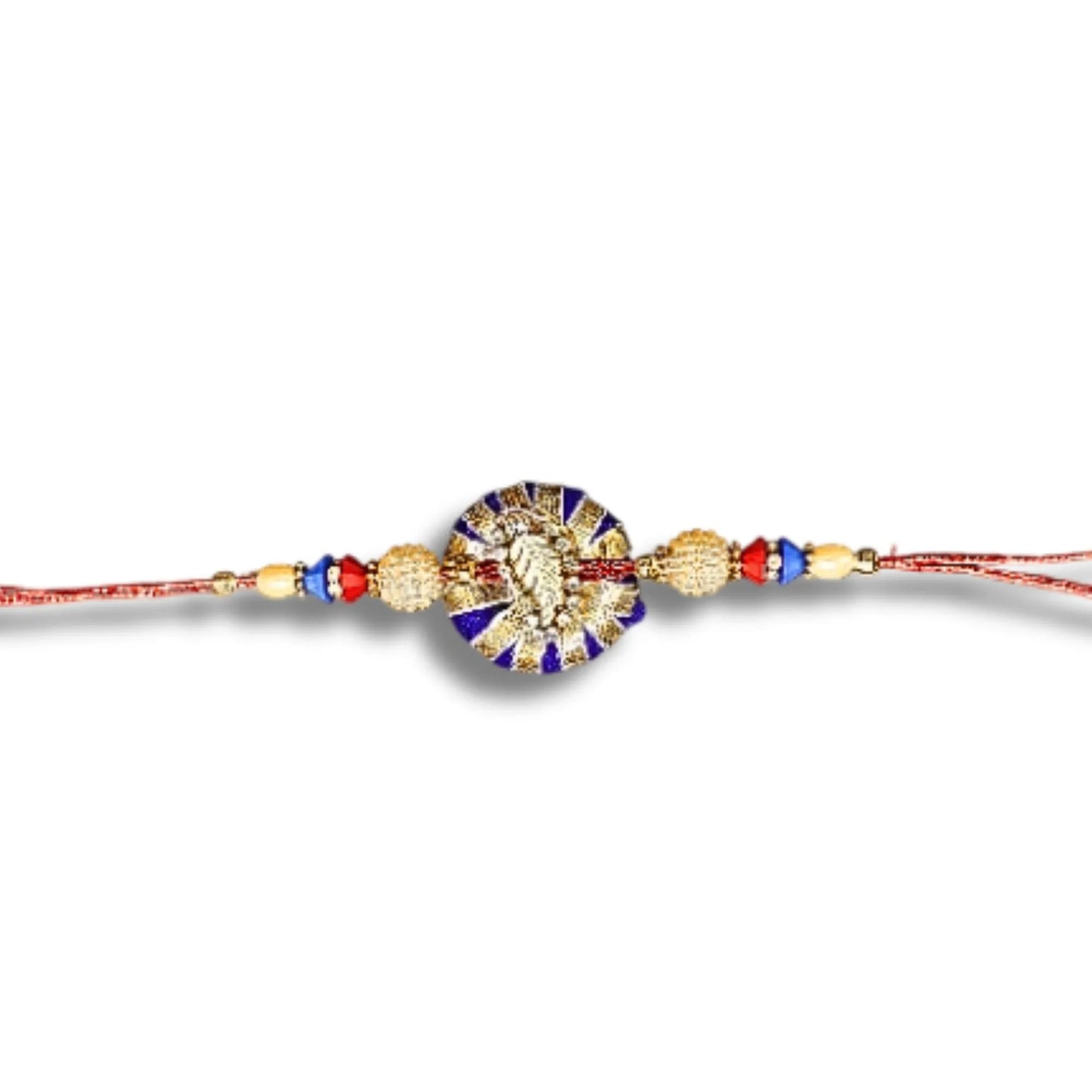 Elegant Blue & Gold Peacock Rakhi for Brother