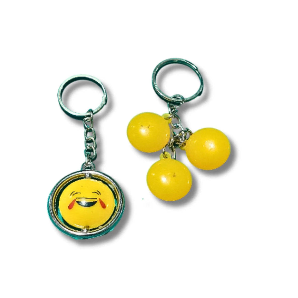 Emoji Smiley Keychain Set of 2 – Fun Yellow Emoji Keyrings for Keys, Bags & Backpacks