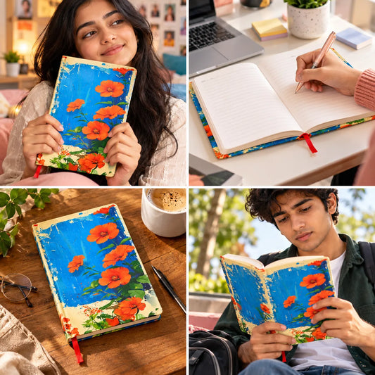 Floral Bloom Hard Cover Ruled Diary – 16 × 21 cm