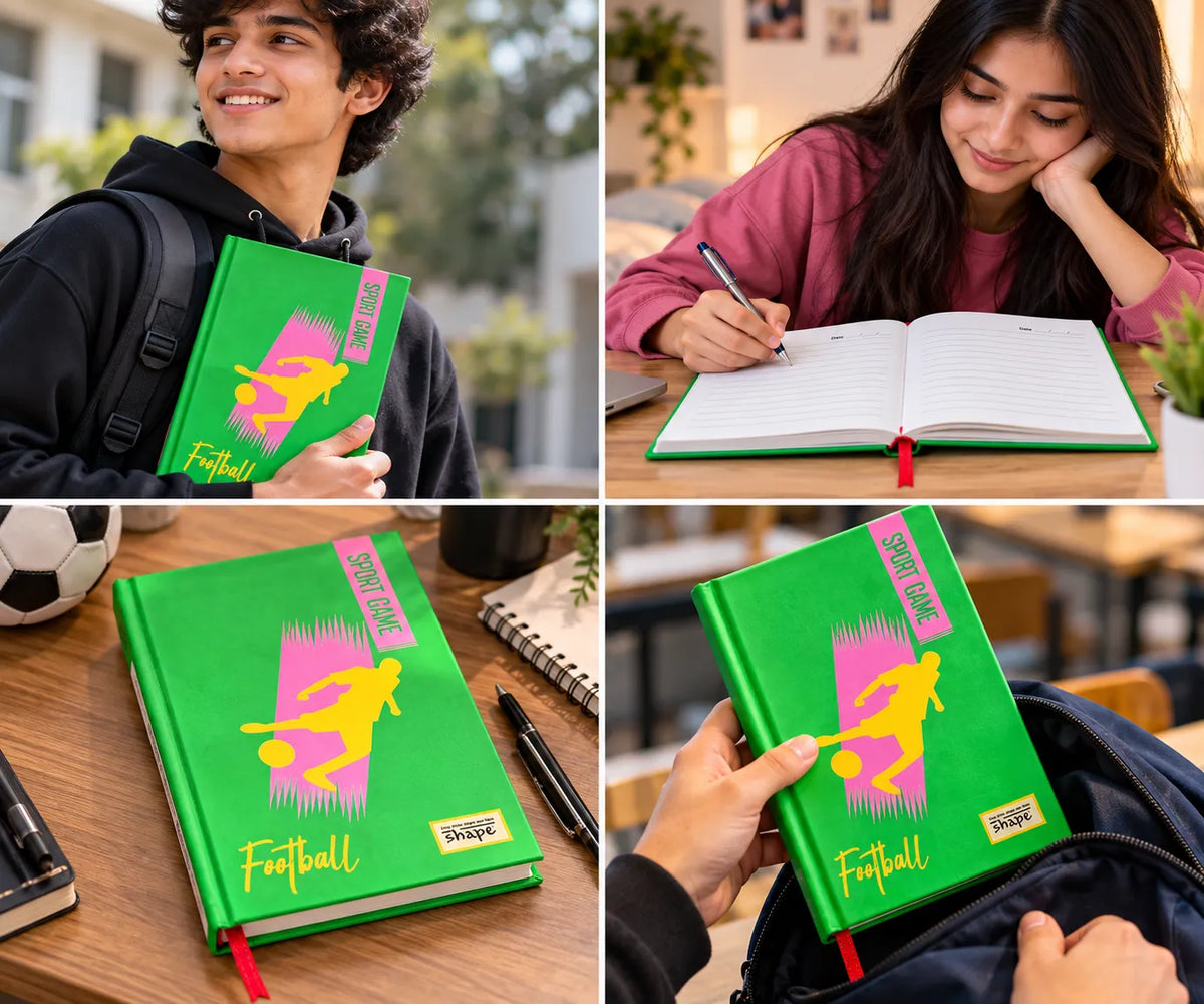 Football Sports Game Hardcover Ruled Notebook – Green | 192 Pages