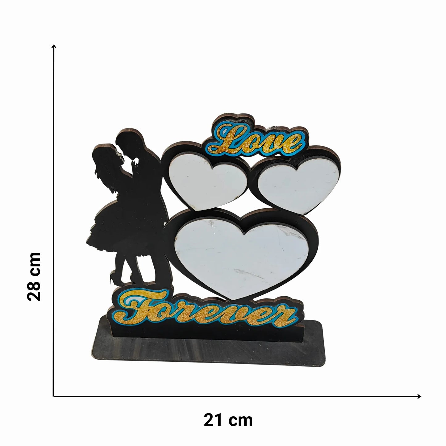 Forever Love Personalized Couple Photo Frame- Wooden Tabletop Romantic Gift for Couple, Anniversary, Wedding