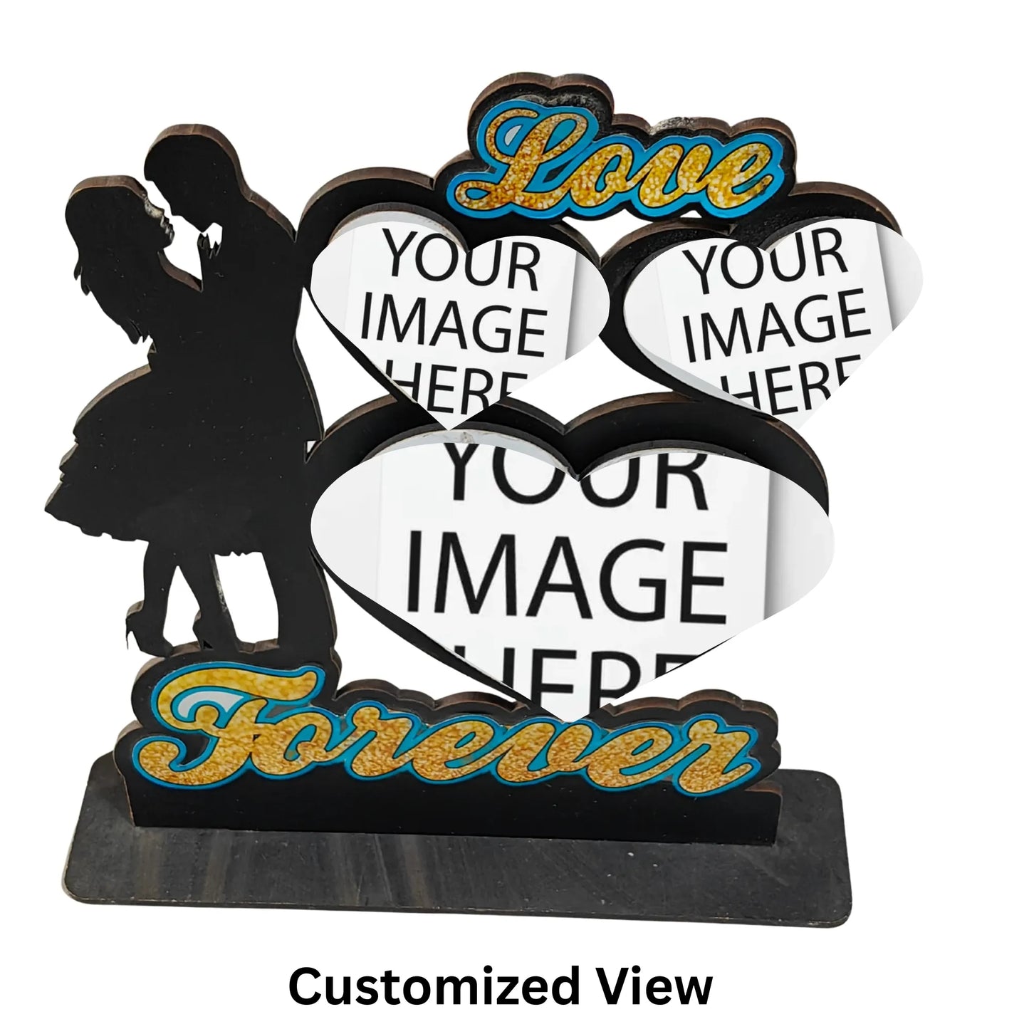 Forever Love Personalized Couple Photo Frame- Wooden Tabletop Romantic Gift for Couple, Anniversary, Wedding