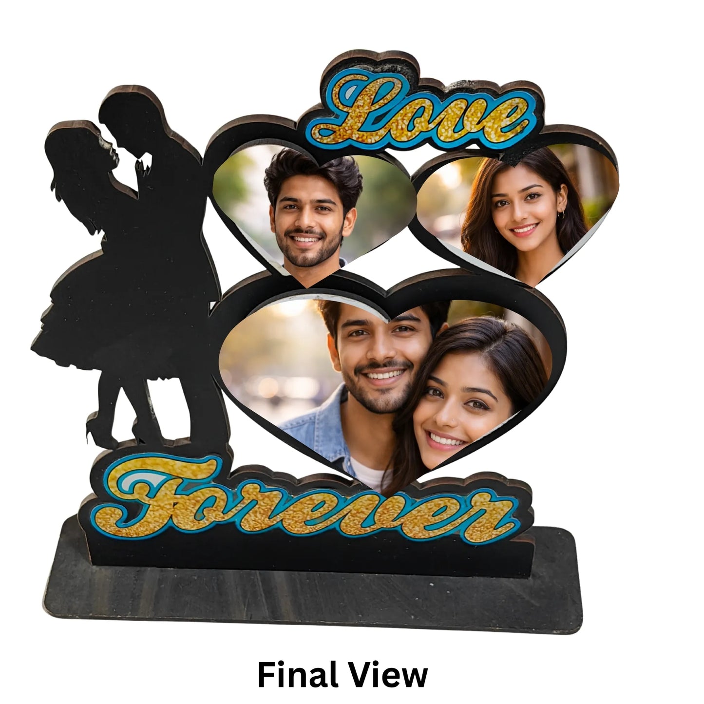 Forever Love Personalized Couple Photo Frame- Wooden Tabletop Romantic Gift for Couple, Anniversary, Wedding