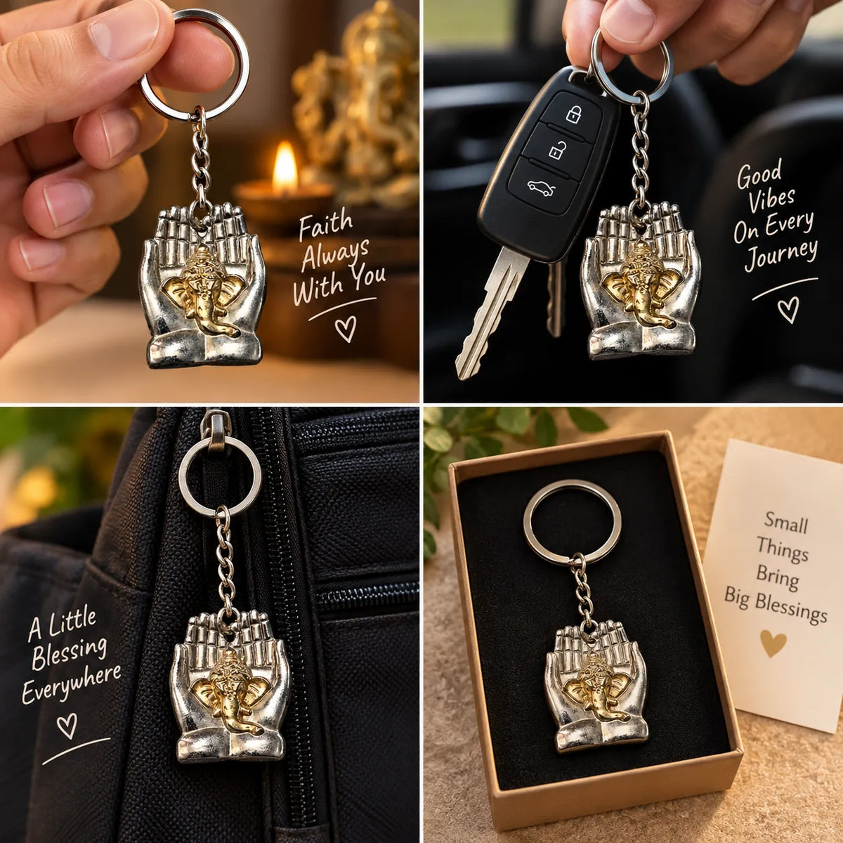 Ganesha Namaste Hands Keychain | Lord Ganesha Religious Keyring