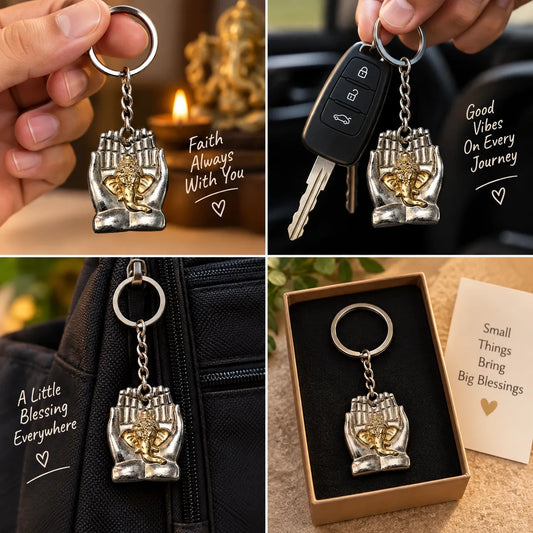 Ganesha Namaste Hands Keychain | Lord Ganesha Religious Keyring