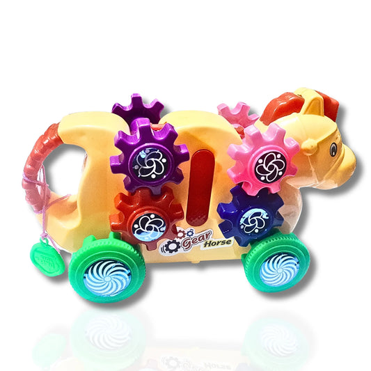 Colorful toy horse with gears 
