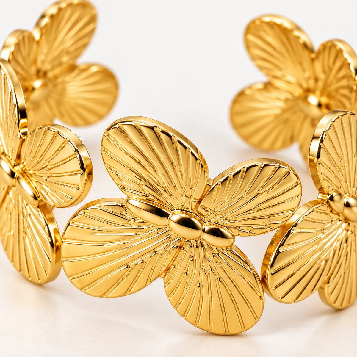 Saadhya Artis Gold-Tone Floral Butterfly Cuff Bracelet for Women – 6 cm Diameter