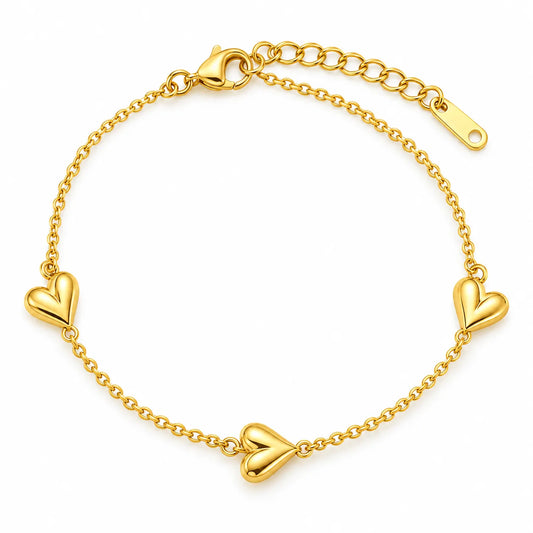 Saadhya Artis Gold-Tone Heart Bracelet for Women – Minimal Heart Charm Adjustable Chain Bracelet