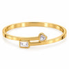 Saadhya Artis Gold-Tone Heart & Square Crystal Open Cuff Bracelet for Women