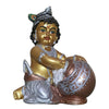 Golden Makhan Chor Krishna Idol | Decorative Spiritual Showpiece for Home Temple, Office & Gifting