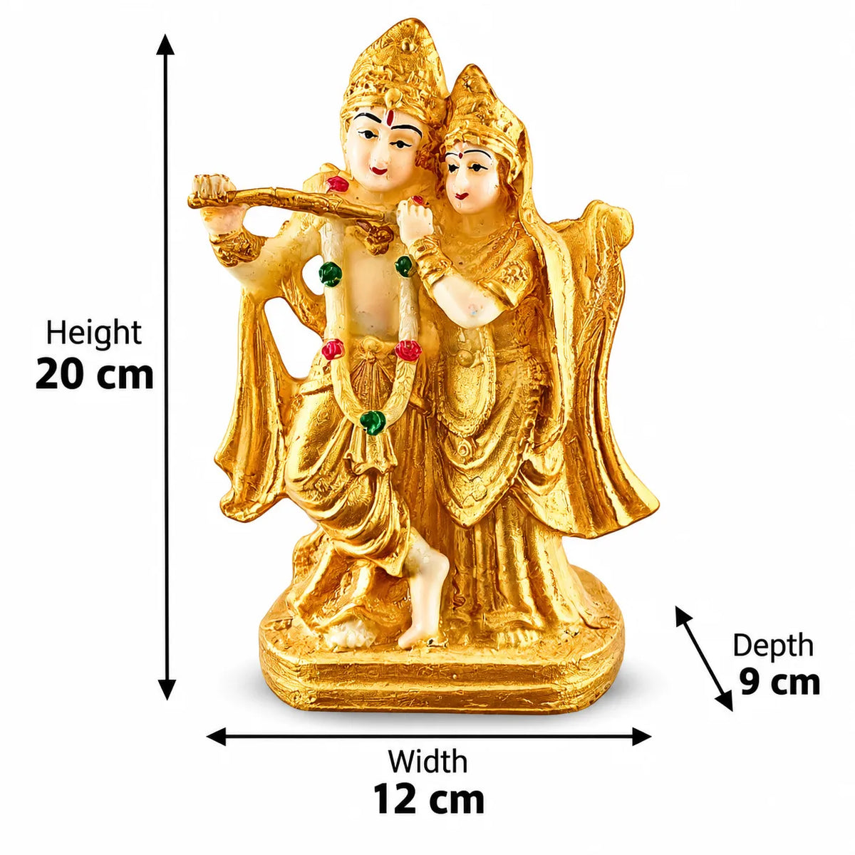 Golden Radha Krishan Vihar Idol – Polyresin Decorative Murti | Saadhya Decors