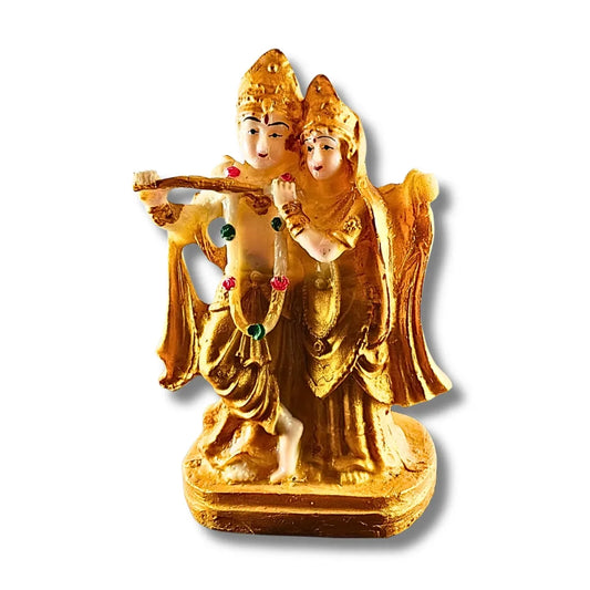 Golden Radha Krishan Vihar Idol – Polyresin Decorative Murti | Saadhya Decors