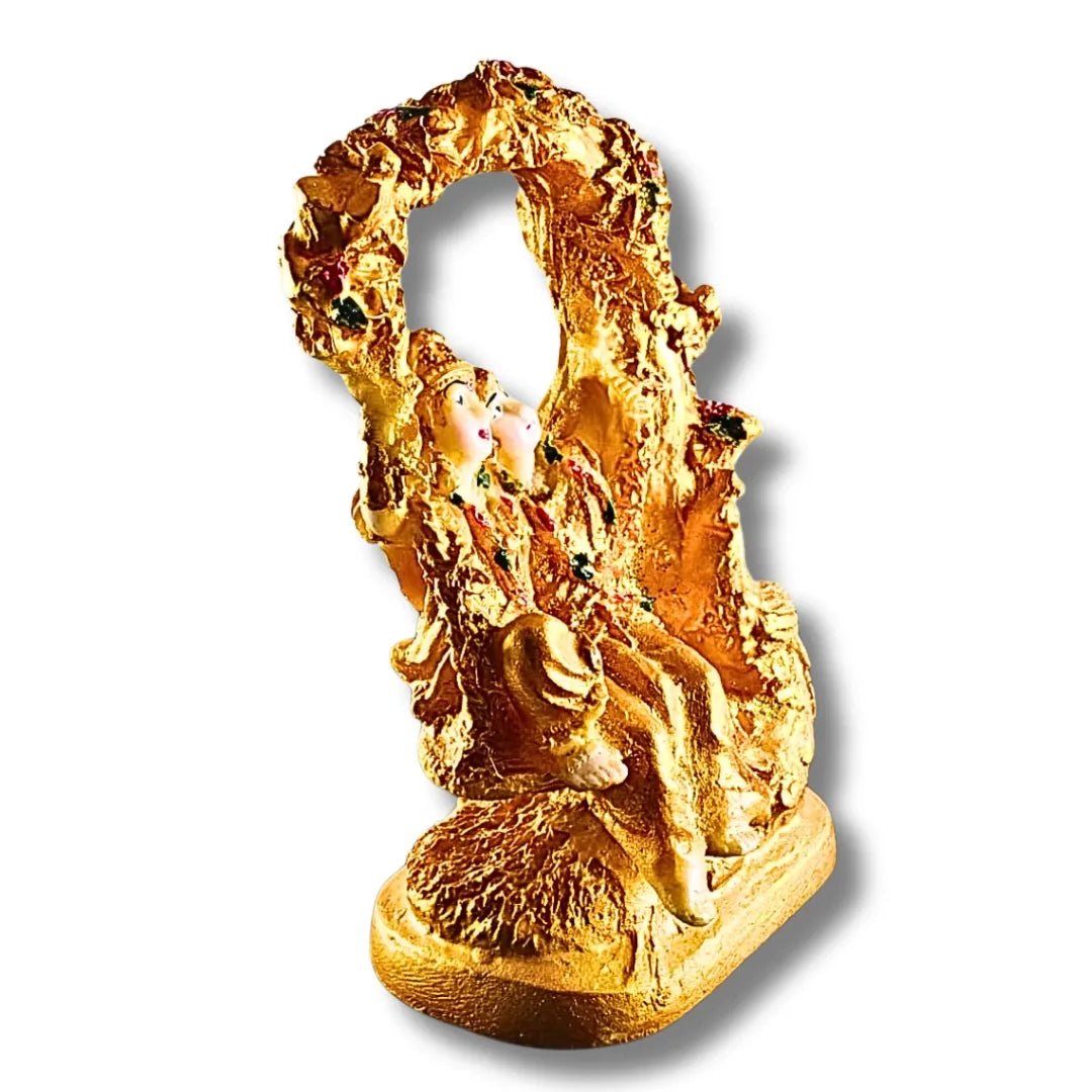 Golden Radha Krishna on Jhula Idol – Saadhya Decors