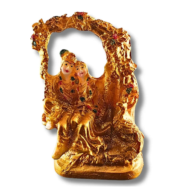 Golden Radha Krishna on Jhula Idol – Saadhya Decors