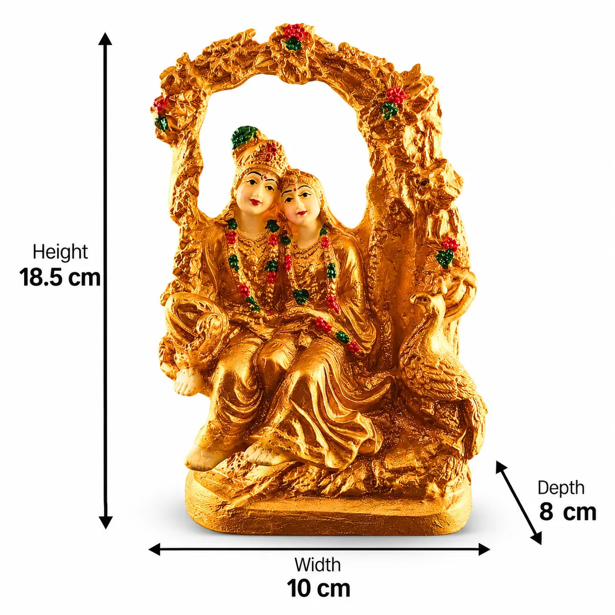 Golden Radha Krishna on Jhula Idol – Saadhya Decors