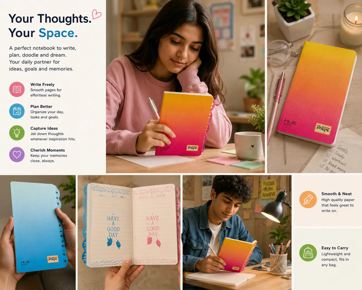 HUE Series Gradient Notebook | A5 Size 14 × 21 cm Ruled Notebook