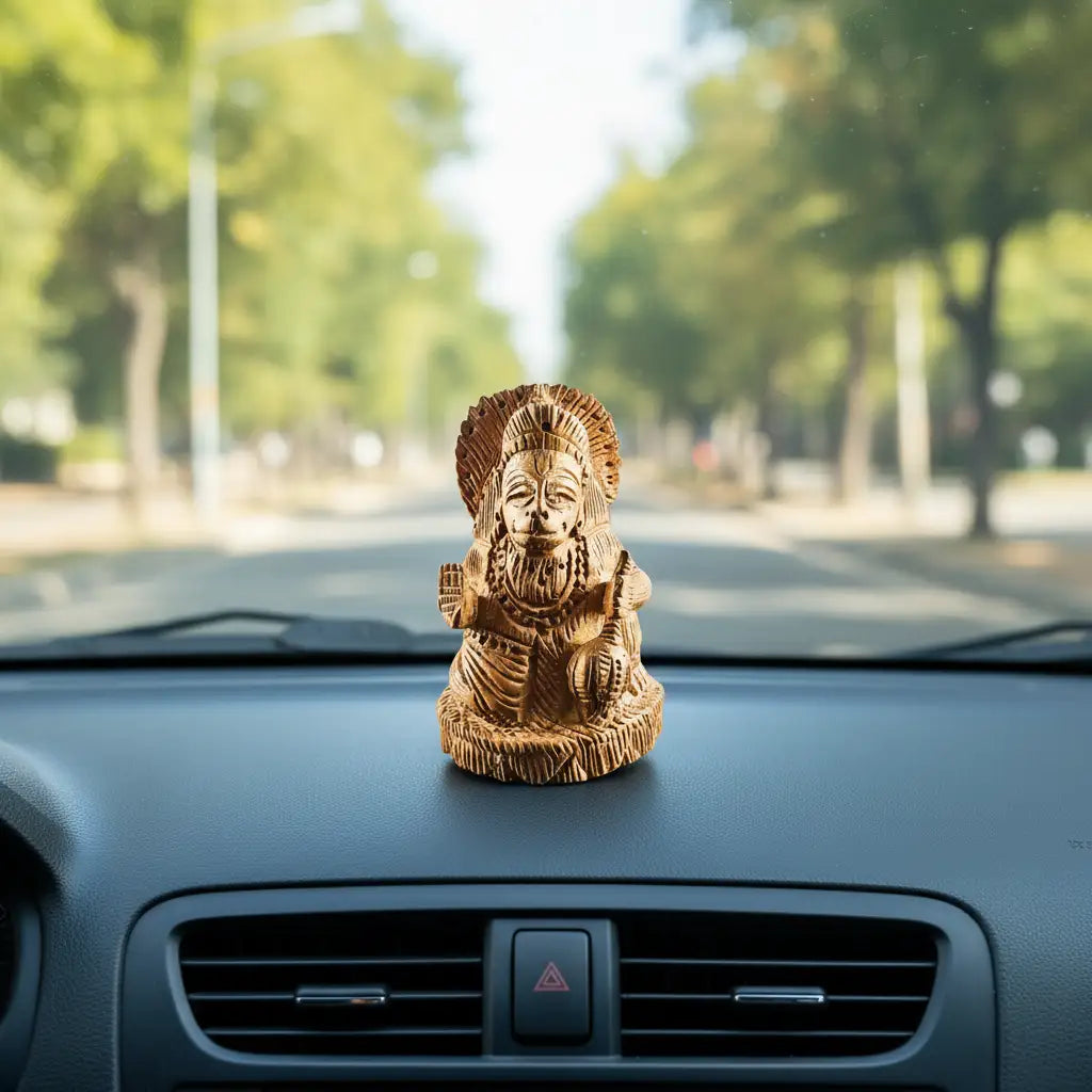 Handcrafted Wooden Lord Hanuman Idol – Saadhya Decors