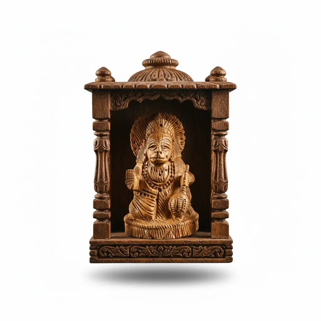 Handcrafted Wooden Lord Hanuman Idol – Saadhya Decors