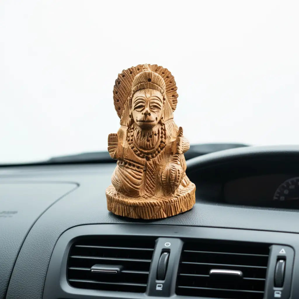 Handcrafted Wooden Lord Hanuman Idol – Saadhya Decors