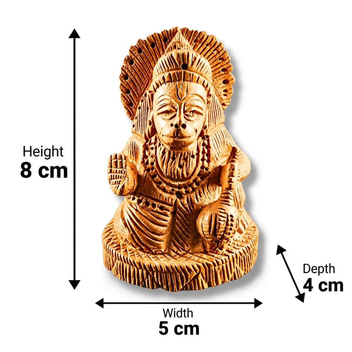 Handcrafted Wooden Lord Hanuman Idol – Saadhya Decors