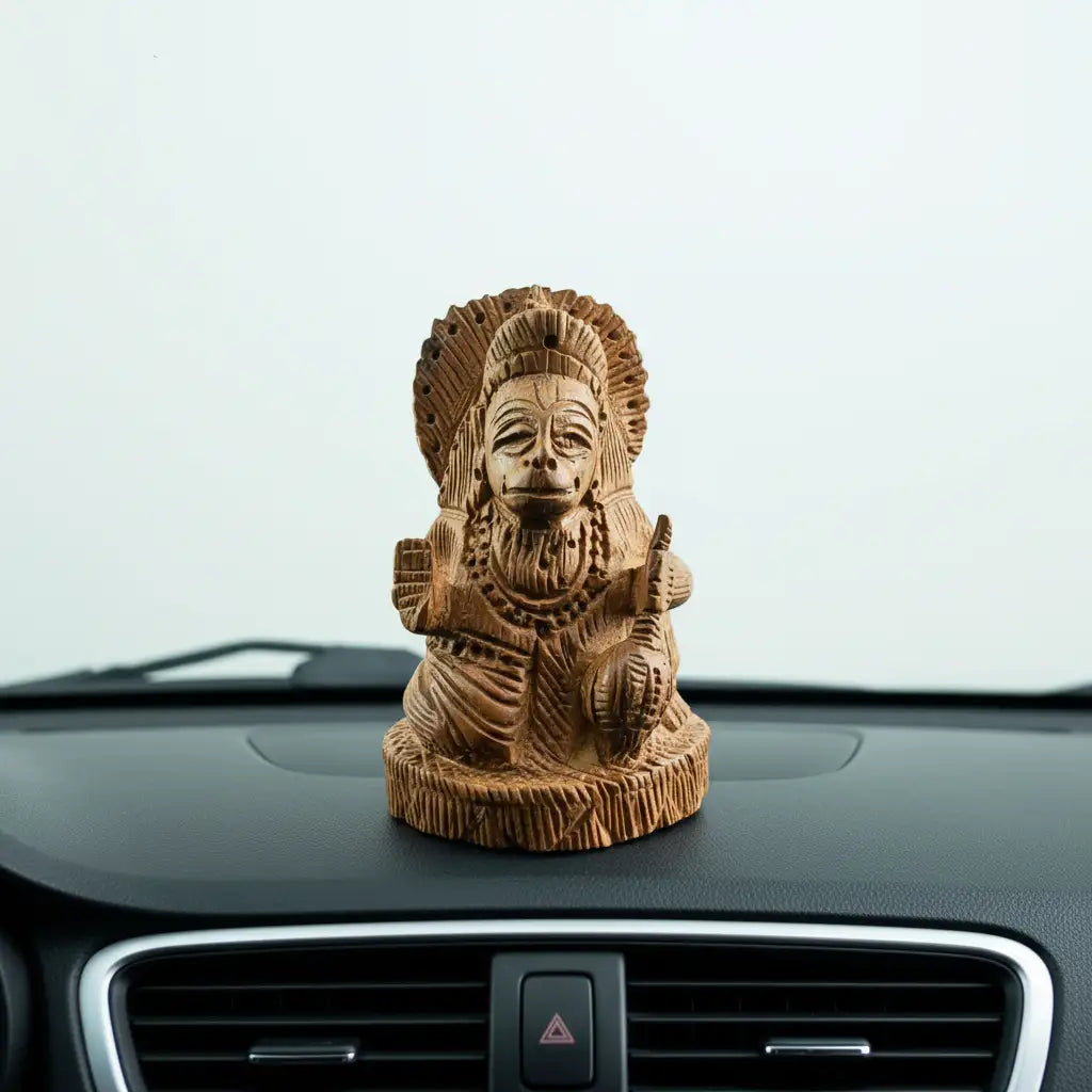 Handcrafted Wooden Lord Hanuman Idol – Saadhya Decors