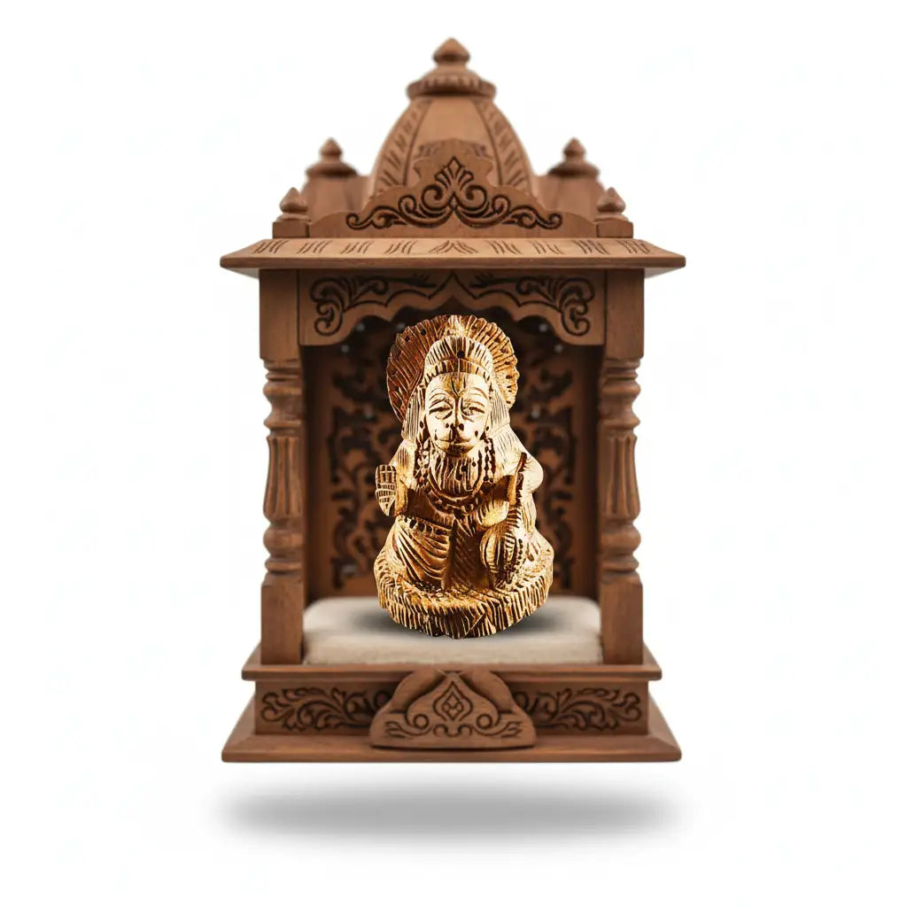 Handcrafted Wooden Lord Hanuman Idol – Saadhya Decors