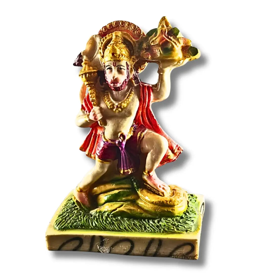 Hanuman Ji with Sanjeevani Mountain Polyresin Idol (16 cm)- Saadhya Decors