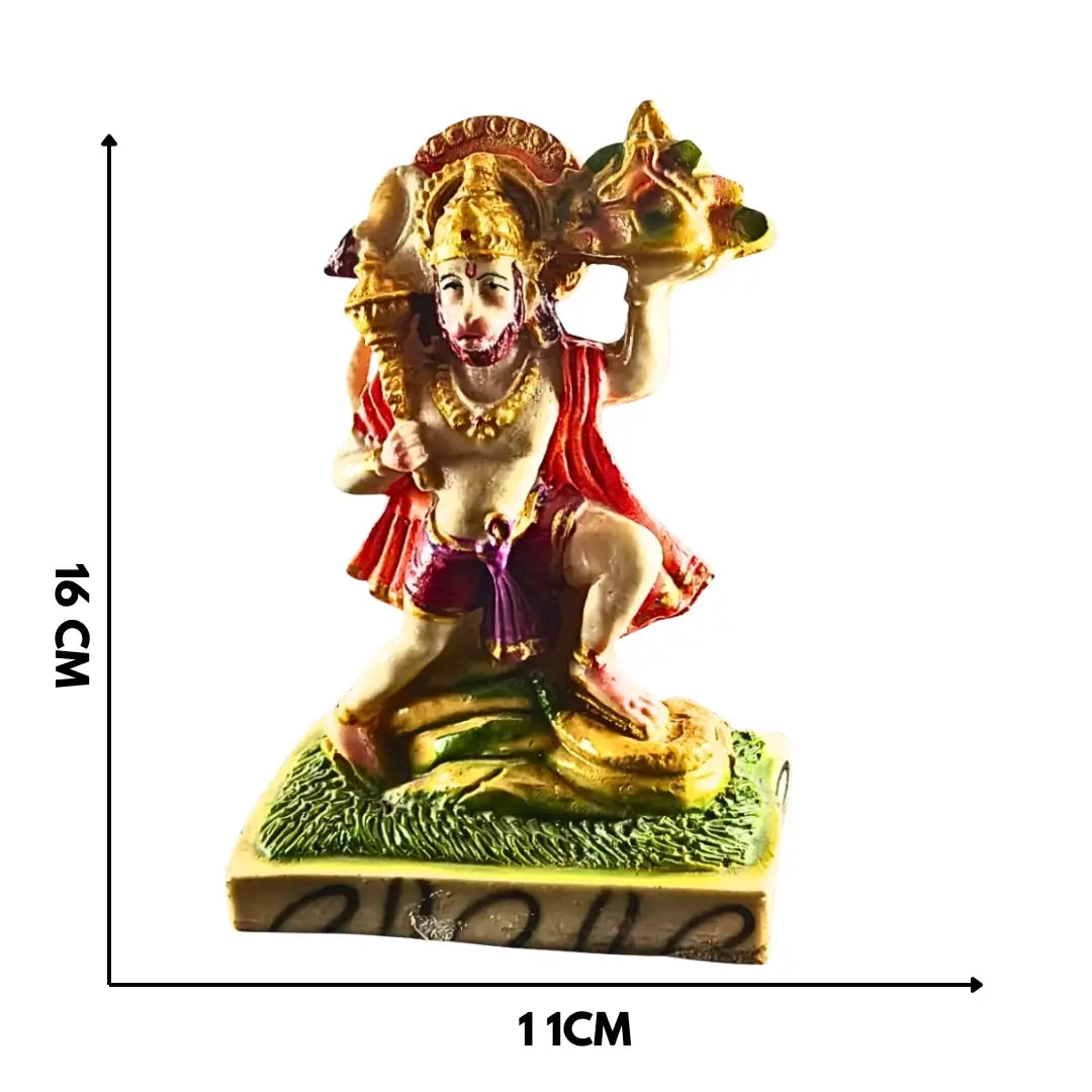 Hanuman Ji with Sanjeevani Mountain Polyresin Idol (16 cm)- Saadhya Decors