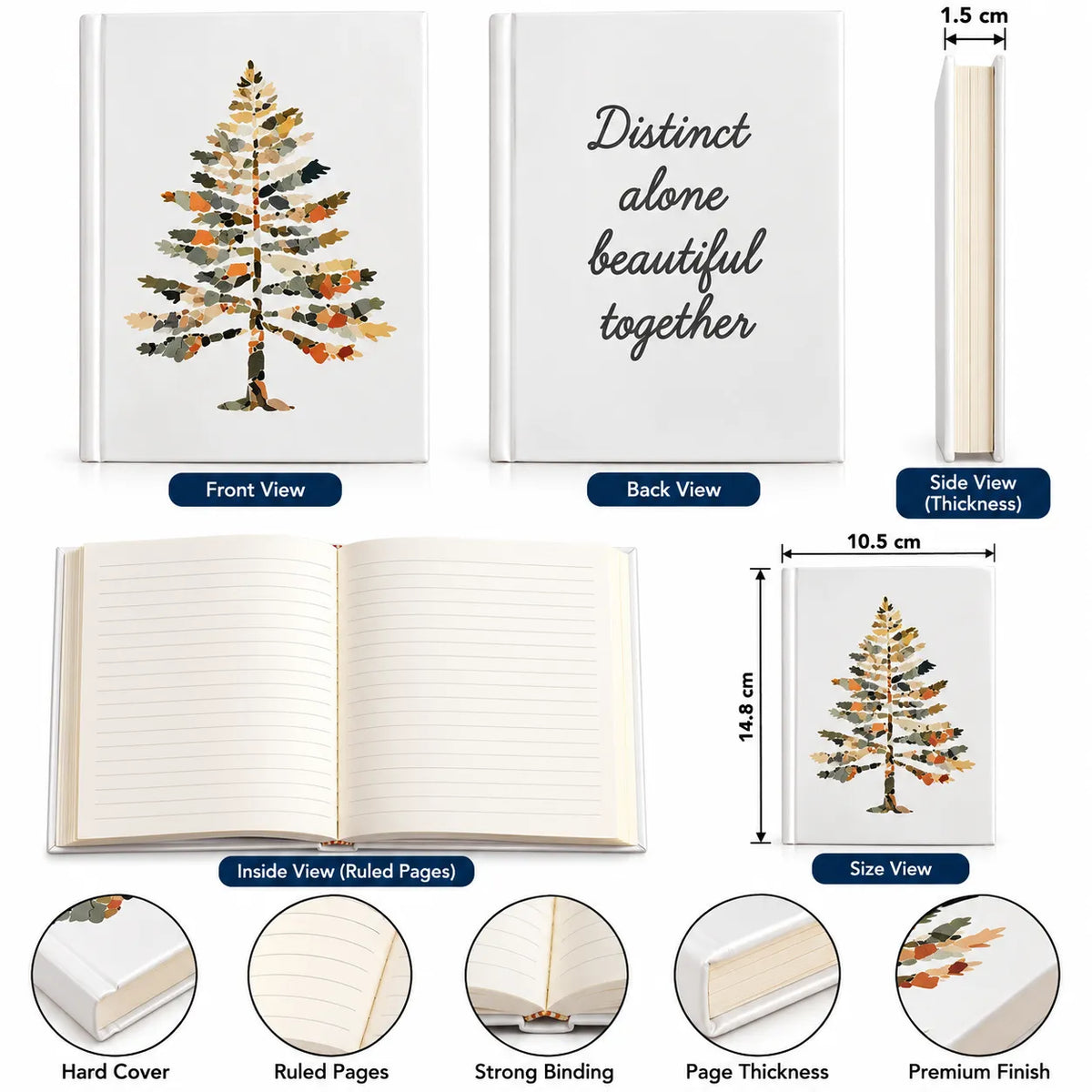 Hardcover Tree Diary – 192 Pages, Ruled Pages, Premium Tree Design