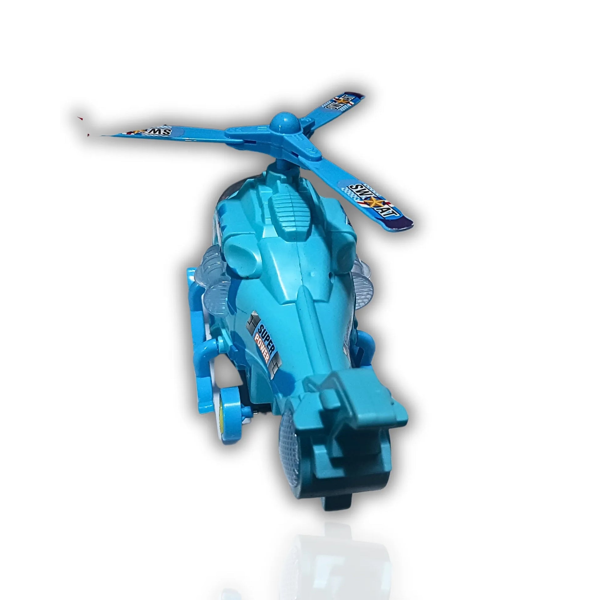 Helicopter toy top view with rotating blades