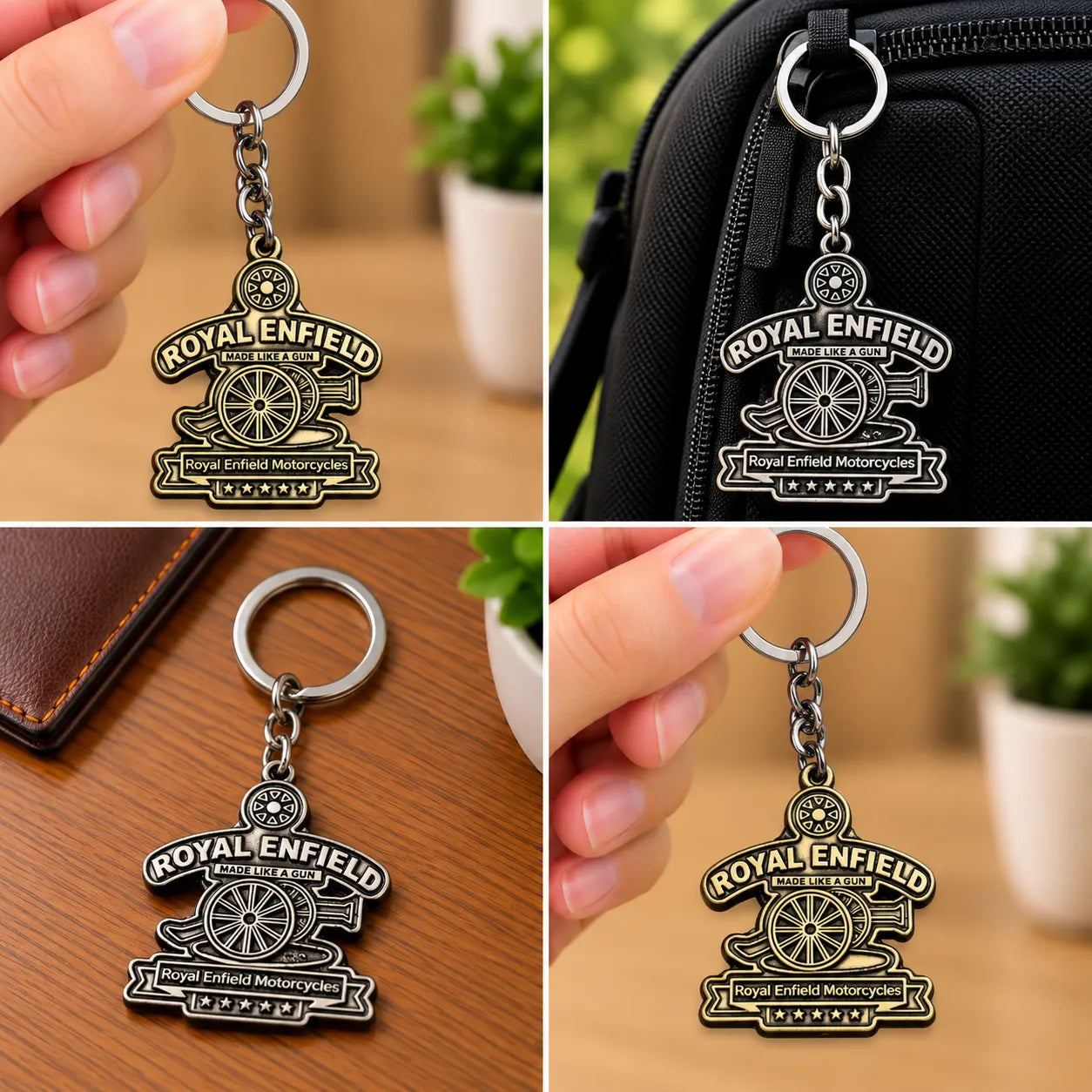 Heritage Motorcycle Emblem Metal Keychain – Royal Enfield Inspired Bike Keyring