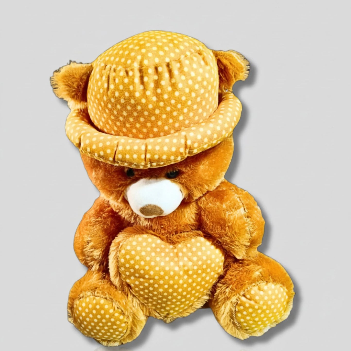 Honey Dot Teddy Bear with Polka Dot Hat & Heart Cushion | Soft Plush Teddy Bear Gift for Kids, Girls & Loved Ones