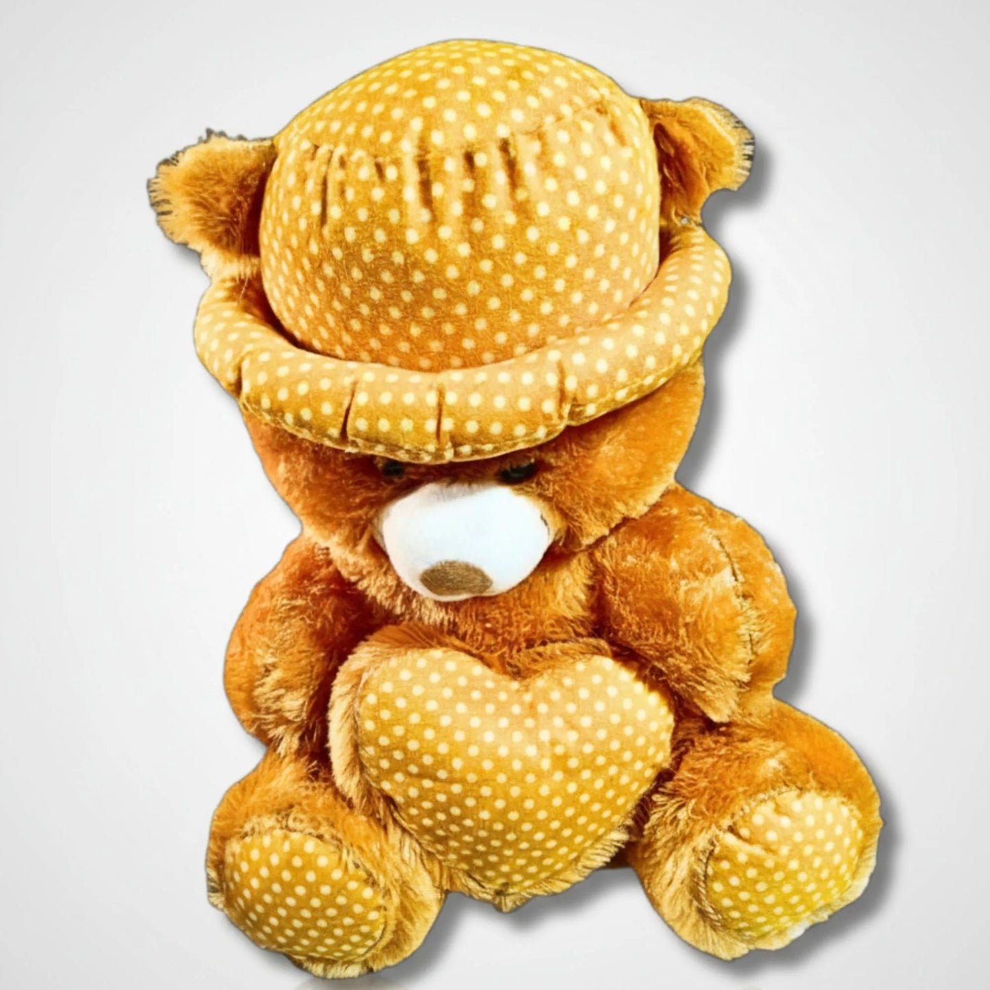 Honey Dot Teddy Bear with Polka Dot Hat & Heart Cushion | Soft Plush Teddy Bear Gift for Kids, Girls & Loved Ones