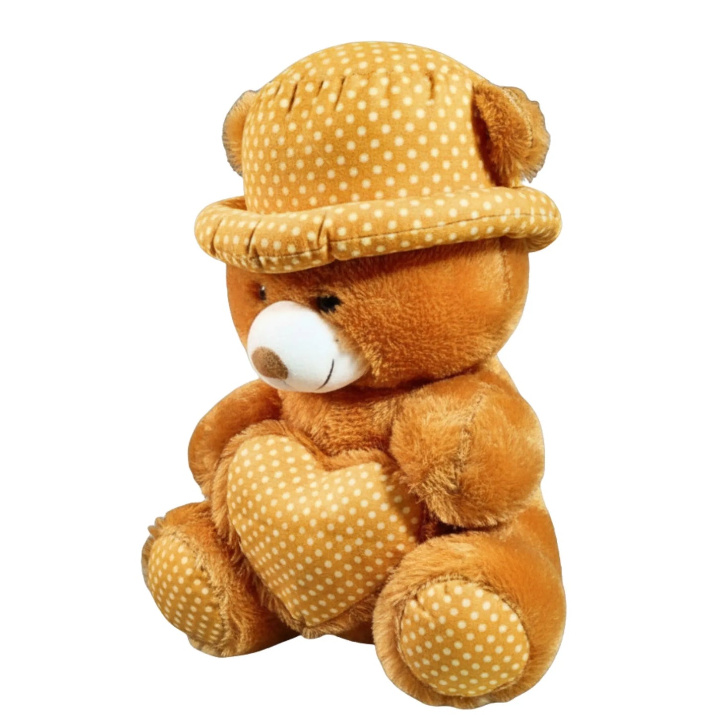 Honey Dot Teddy Bear with Polka Dot Hat & Heart Cushion | Soft Plush Teddy Bear Gift for Kids, Girls & Loved Ones