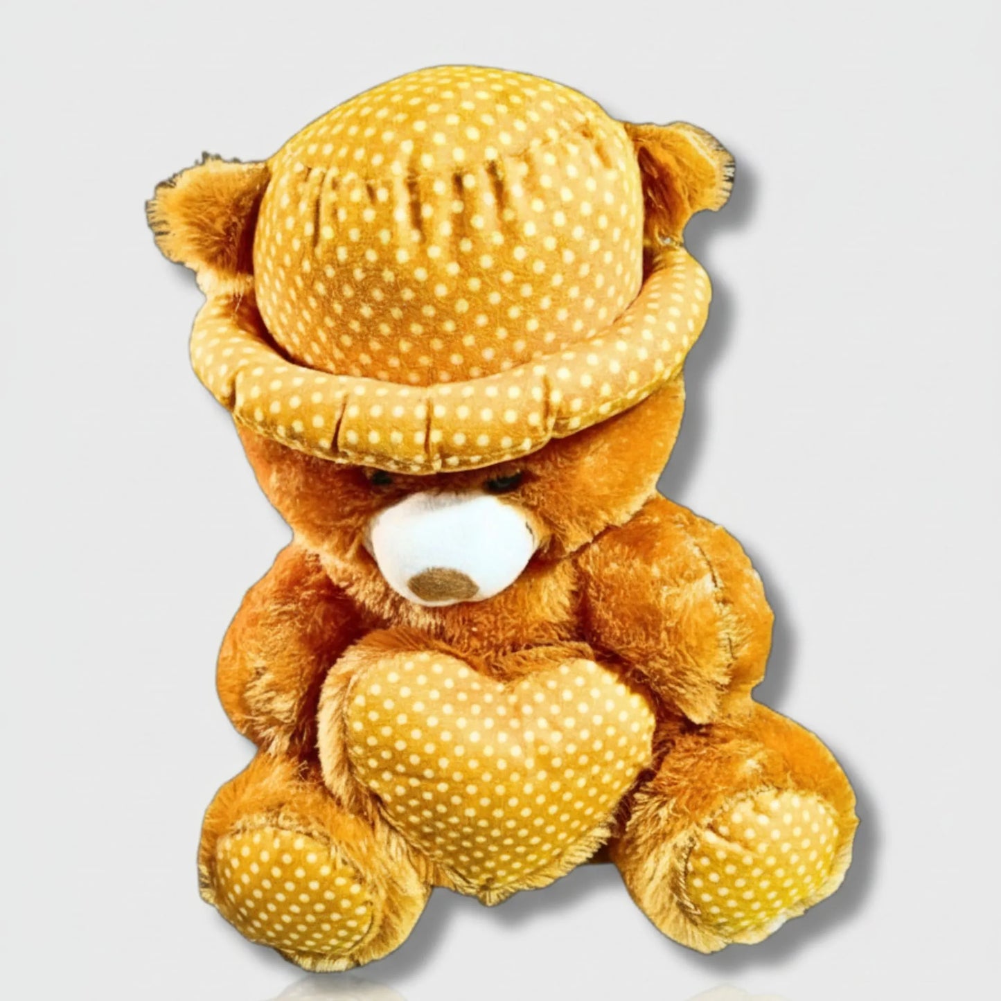 Honey Dot Teddy Bear with Polka Dot Hat & Heart Cushion | Soft Plush Teddy Bear Gift for Kids, Girls & Loved Ones