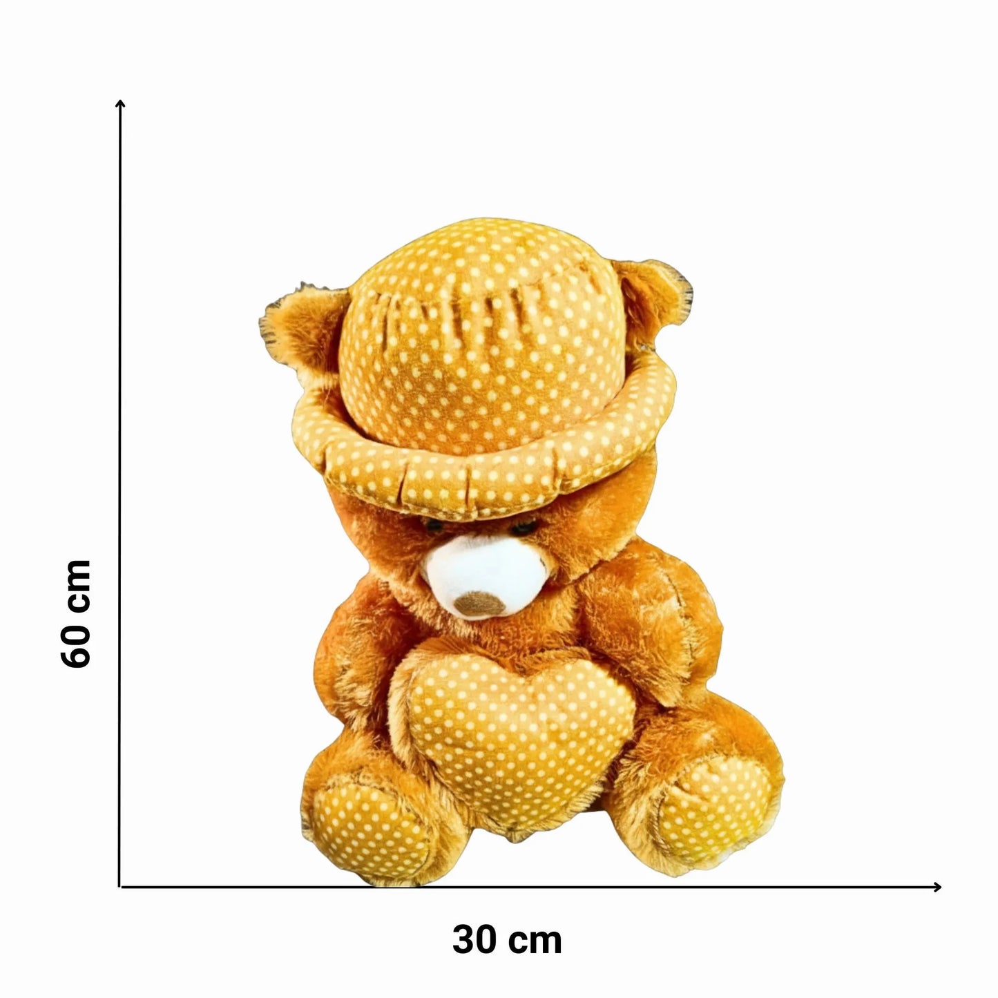 Honey Dot Teddy Bear with Polka Dot Hat & Heart Cushion | Soft Plush Teddy Bear Gift for Kids, Girls & Loved Ones