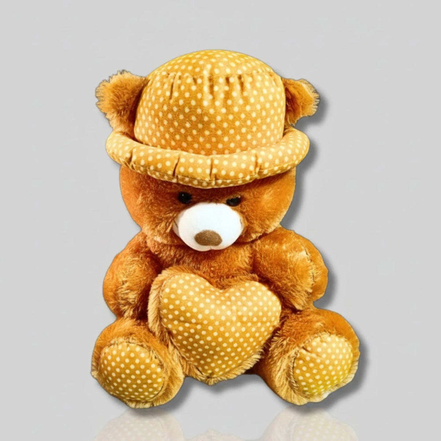 Honey Dot Teddy Bear with Polka Dot Hat & Heart Cushion | Soft Plush Teddy Bear Gift for Kids, Girls & Loved Ones