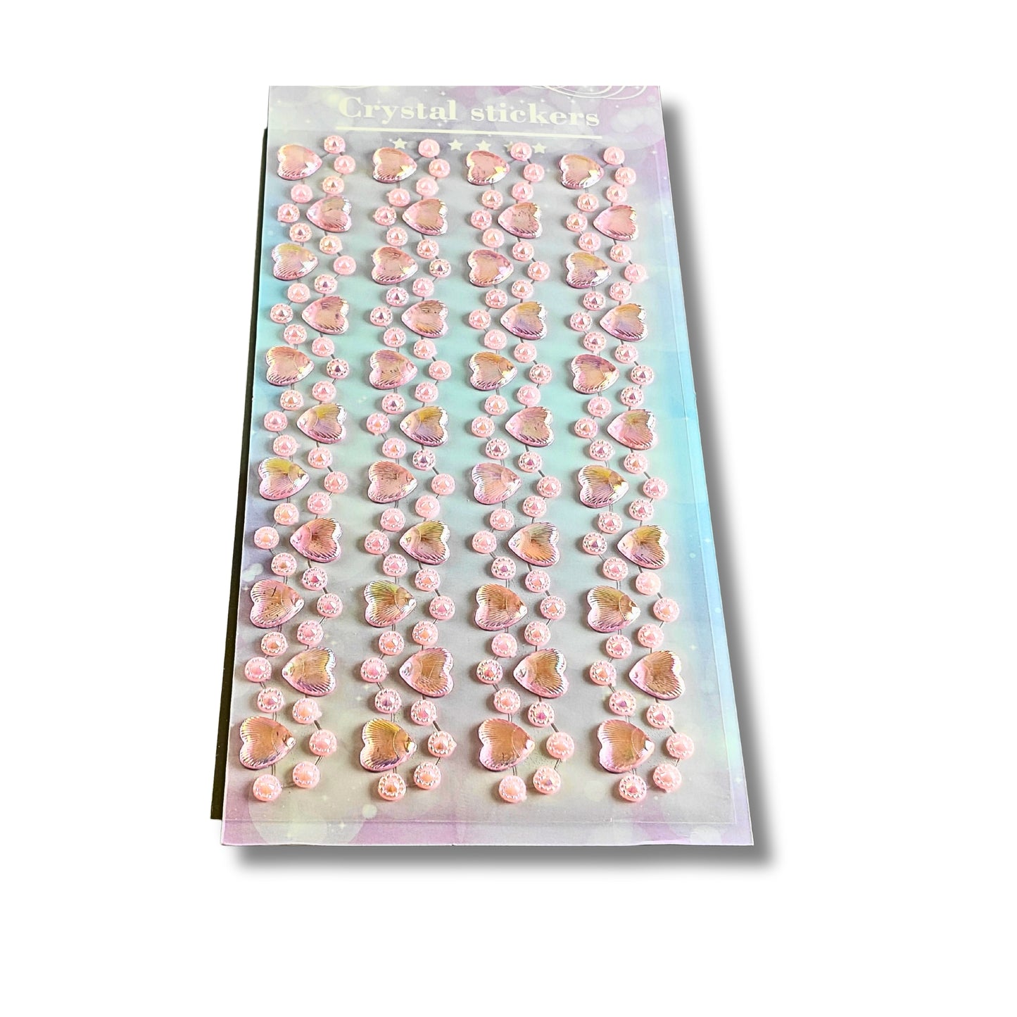 Iridescent Heart Crystal Stickers- Self-Adhesive Rhinestone Heart Stickers for DIY