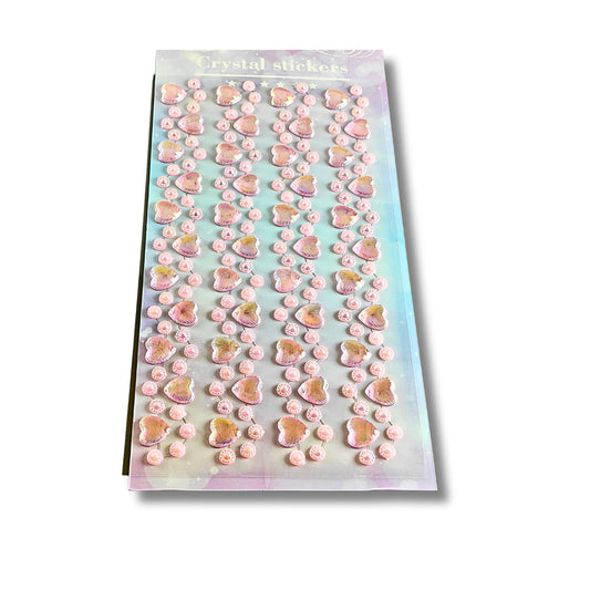 Iridescent Heart Crystal Stickers- Self-Adhesive Rhinestone Heart Stickers for DIY