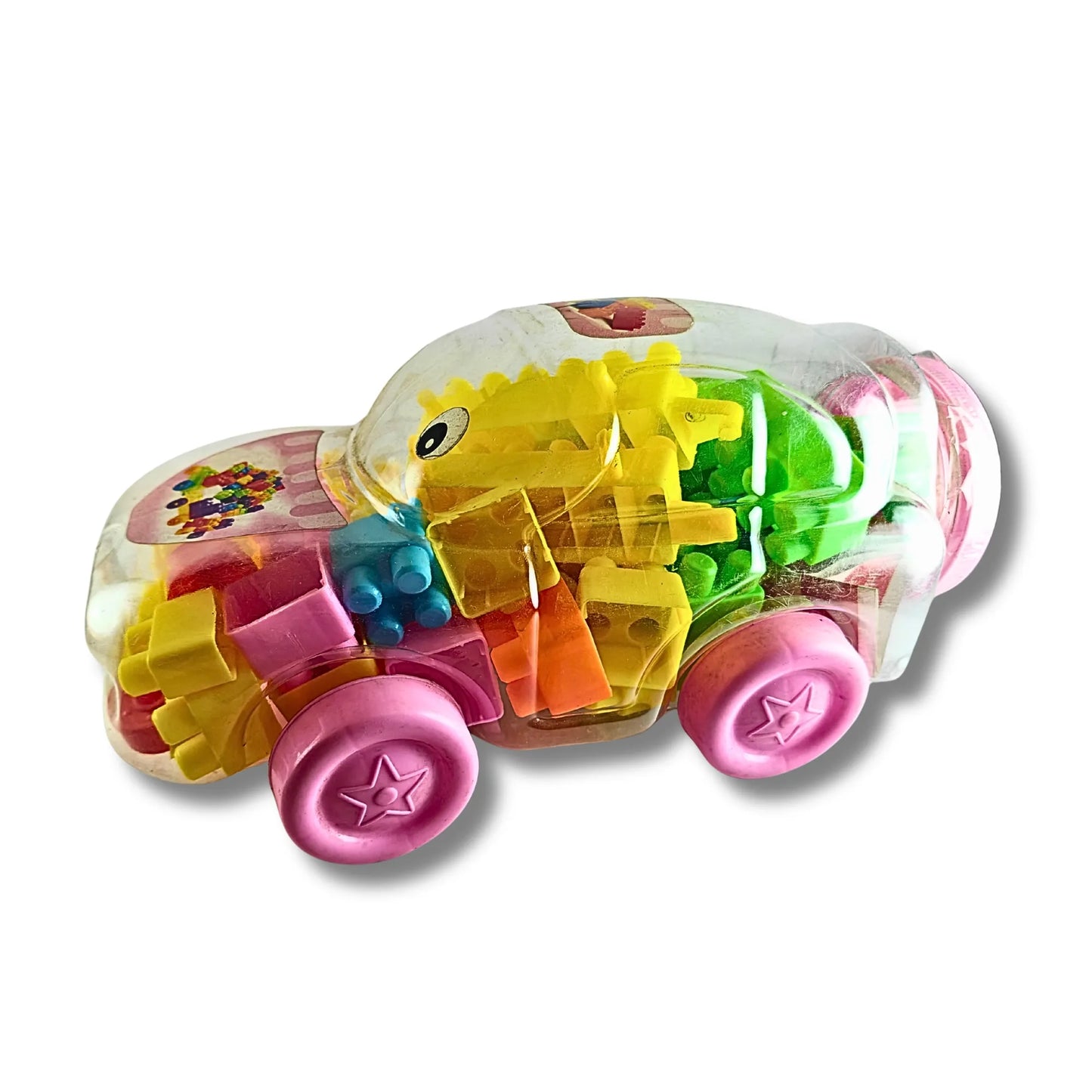 Kids Building Blocks Car Toy Set | Transparent Storage Car with Colorful Construction Blocks | Educational DIY Creative Toy for Boys & Girls | 27 cm Block Car