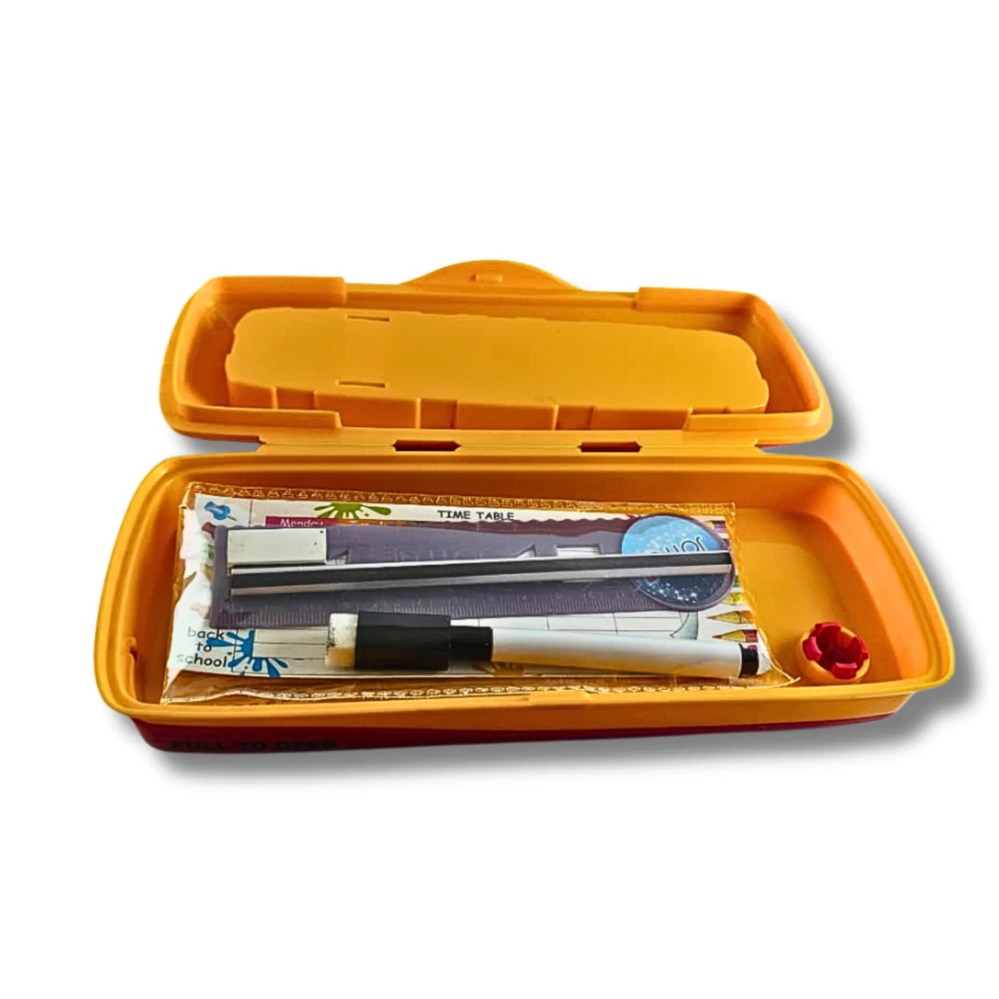 Kids Car Theme Pencil Box with Whiteboard & Stationery Kit | Multi-Purpose Pencil Case for School Boys | Red Racing Car Design
