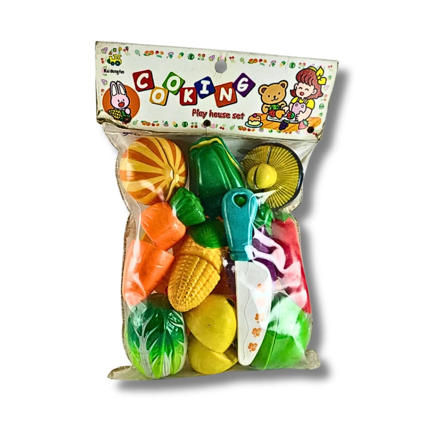 Kids Cooking Play House Set | Pretend Kitchen Vegetable Cutting Toy Set with Knife, Plate & Vegetables | Educational Role Play Toy for Boys & Girls