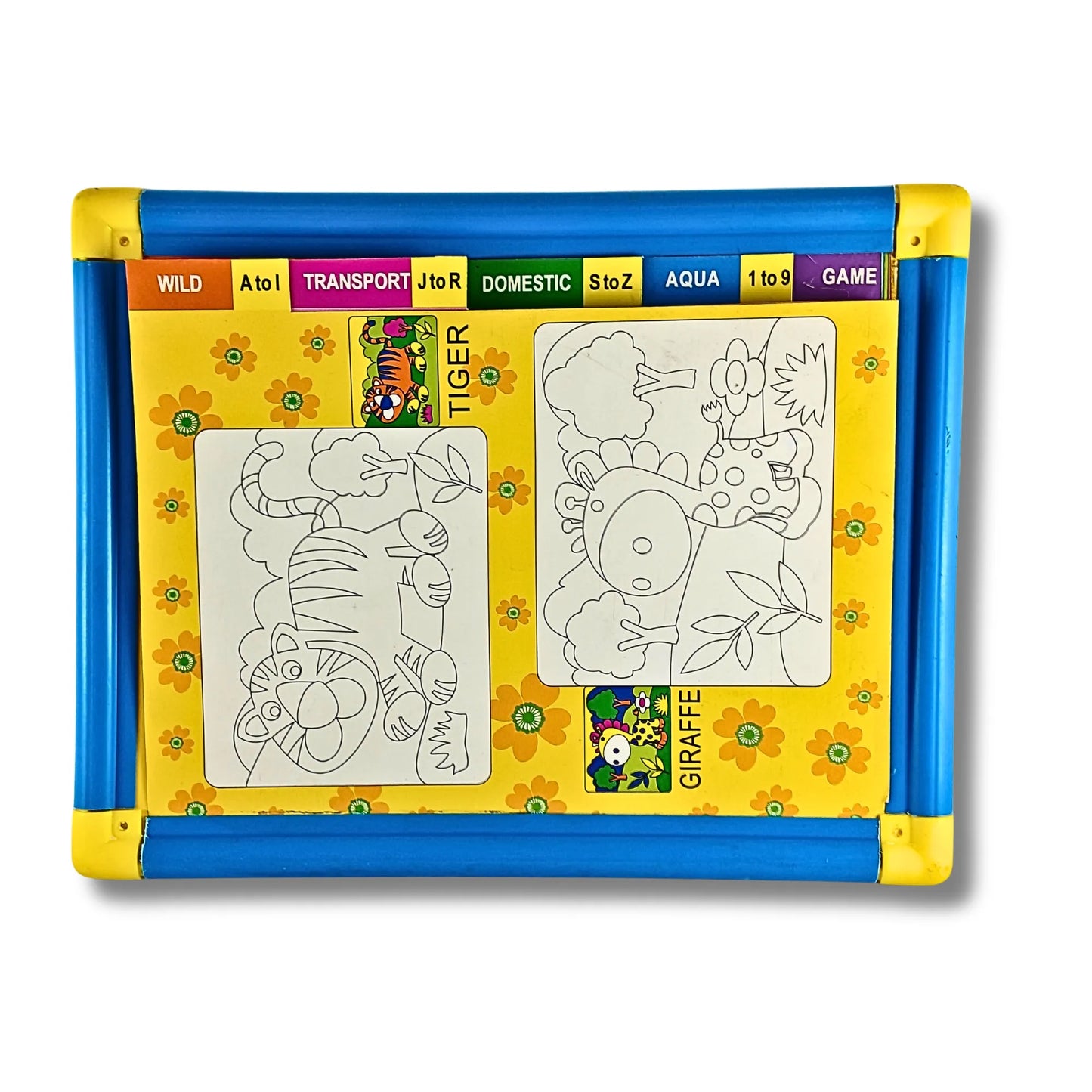 Kids Educational Drawing Slate Board with Animal Coloring Pages | Reusable Writing & Sketch Board for Kids | Learning Toy for Drawing, Writing & Coloring Practice
