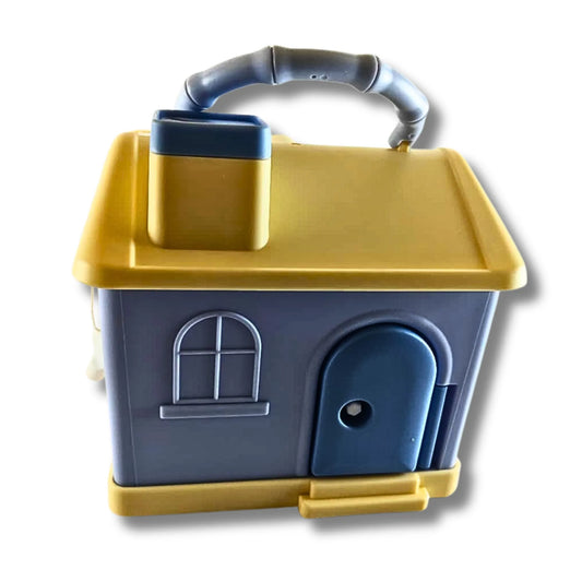 Kids House Shape Piggy Bank with Key Lock & Handle | Cartoon Money Saving Box for Boys & Girls