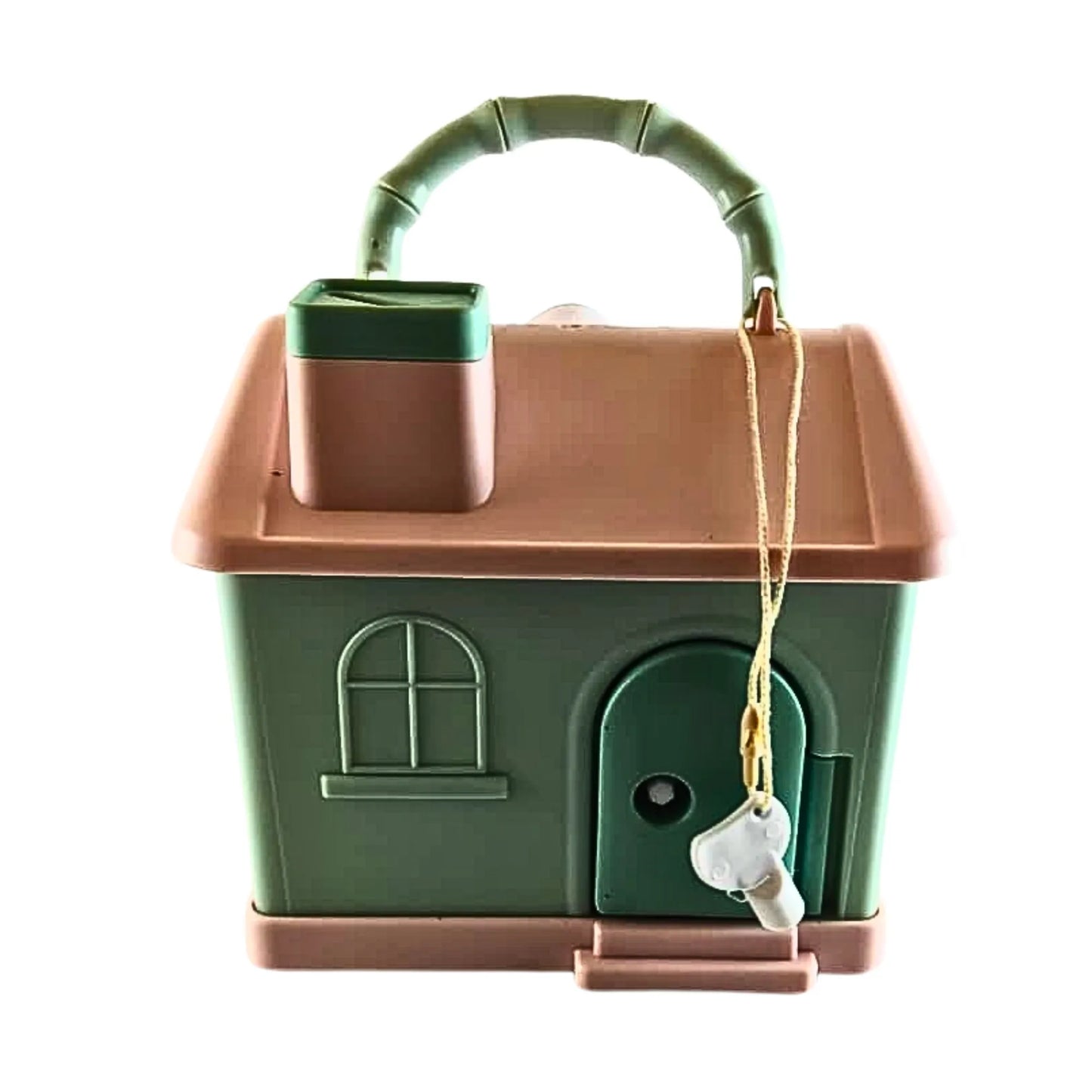 Kids House Shape Piggy Bank with Key Lock & Handle | Cartoon Money Saving Box for Boys & Girls